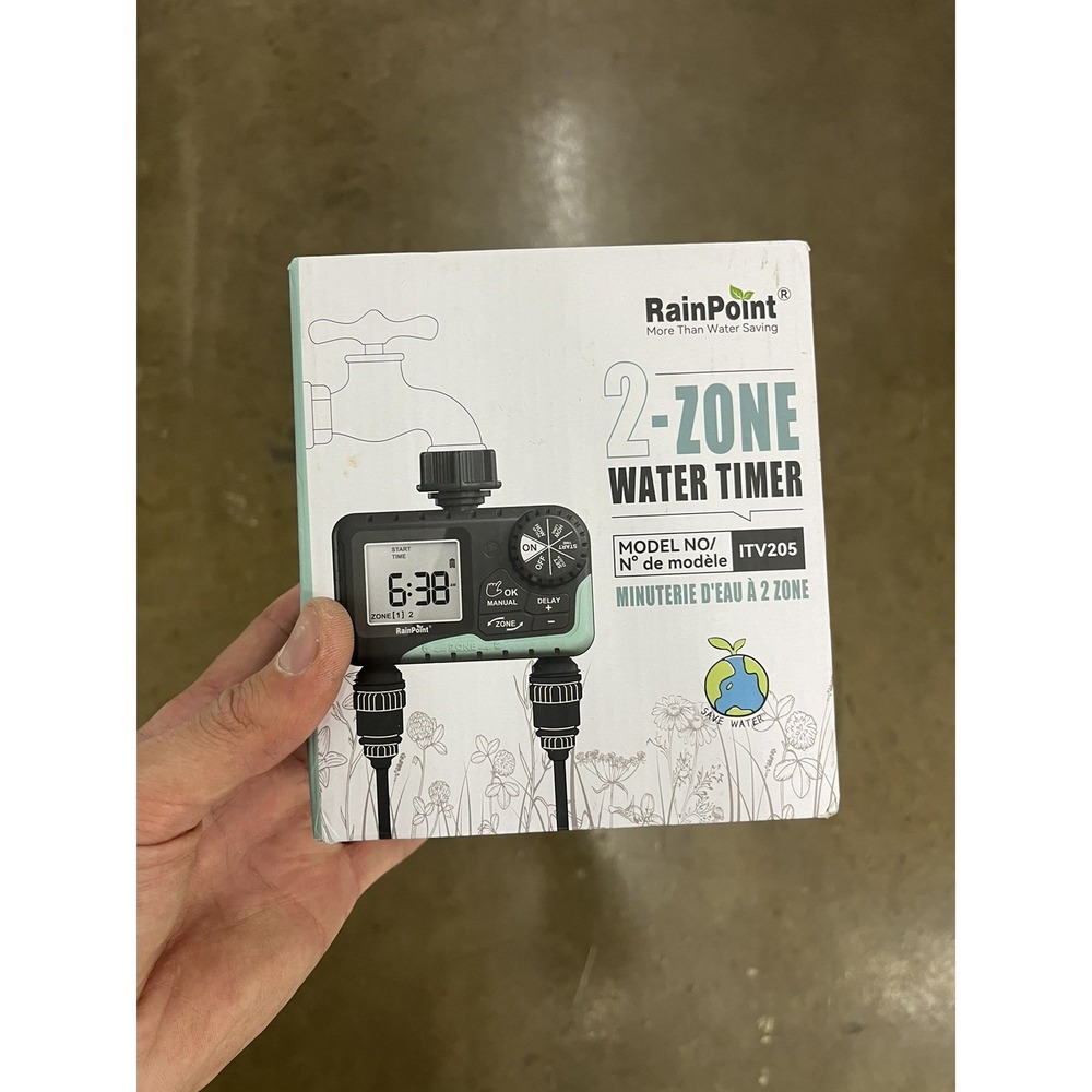 Rainpoint  Water Timer for Garden Hose - 2 Zone Sprinkler  ITV205 Water Saving